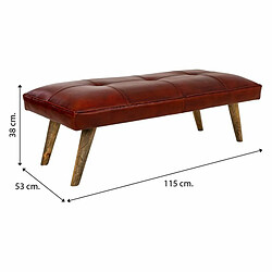 Banquette Alexandra House Living Rouge Cuir Bois de manguier 53 x 38 x 115 cm pas cher