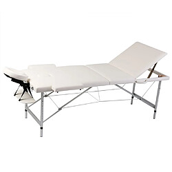 vidaXL Table pliable de massage Blanc crème 3 zones cadre en aluminium