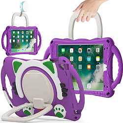 Coque en TPU antichoc avec béquille rotative violet/vert pour votre iPad 9.7-pouces (2018)/(2017)/Pro 9.7 pouces (2016)/Air 2