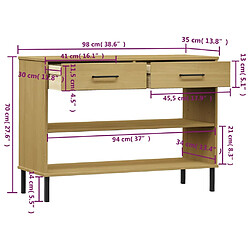 vidaXL Armoire console avec pieds en métal Marron Bois pin massif OSLO pas cher