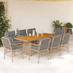 vidaXL Ensemble à manger de jardin et coussins 9 pcs mélange beige