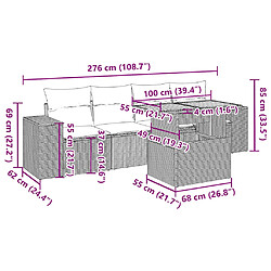 vidaXL Salon de jardin 5 pcs avec coussins noir résine tressée pas cher