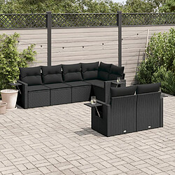 vidaXL Salon de jardin 7 pcs avec coussins noir résine tressée