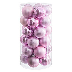 BigBuy Home Boules de Noël Rose Plastique Ø 6 cm (30 Unités)