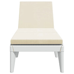 Avis vidaXL Chaise longue avec coussin blanc 186x60x29 cm PP