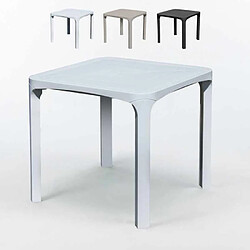 Table bar café Poly rotin 80x80 Grand Soleil Olè, Couleur: Blanc