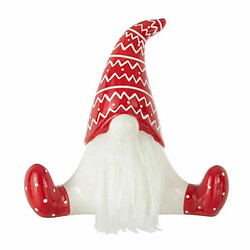 Paris Prix Statuette Déco Père Noël Assis 25cm Rouge & Blanc