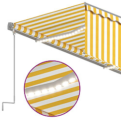 Acheter vidaXL Auvent rétractable manuel avec store LED 5x3 m Jaune et blanc