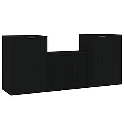 vidaXL Ensemble de meubles TV 3 pcs Noir Bois d'ingénierie