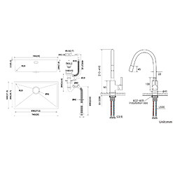 Lonheo MAX Évier Cuisine 1 Bac 74*44*20CM 304 Inox Évier Brossé avec Siphon et Trop-Plein+Robinet de Cuisine Flexible Bec Haut Orientable pas cher