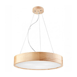 Lumière Suspension LED intégré Cylindrical Verre,bois Pin 3 ampoules 70cm