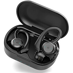 Chrono Ecouteur sans Fil Sport Oreillette Bluetooth 5.1, IP7 Étanche, Écouteur Bluetooth HD Stéréo Basses avec Double Mic, CVC 8.0 Réduction du Bruit Casque(noir)