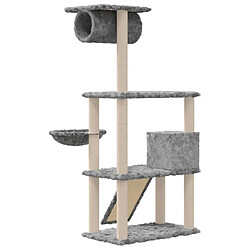 Avis Helloshop26 Arbre à chat meuble tour grimper jouet grattage grattoir escalade plateforme avec griffoirs en sisal clair 131 cm gris 02_0022559