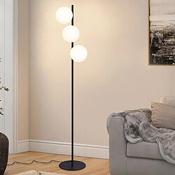 NETTLIFE Lampadaire noir - Moderne Lampadaire Salon à 3 flammes avec interrupteur à pied Métal Design Verre E27 Industriel Vintage Lampe de sol