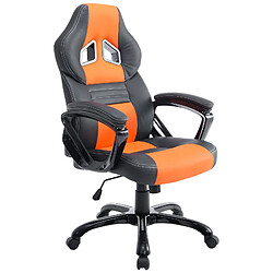 Decoshop26 Fauteuil de bureau gaming sur roulettes mécanisme d'inclinaison en PVC noir / orange et plastique 10_0002599