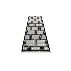 Avis Vidal Tapis de couloir en laine 297x79 noir Darya