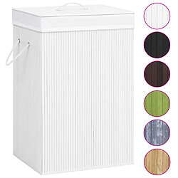 vidaXL Panier à linge avec 2 sections bambou blanc 72 L