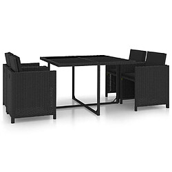 Maison Chic Salon de jardin 5 pcs + coussins - Mobilier/Meubles de jardin - Table et chaises d'extérieur Résine tressée Noir -MN24238