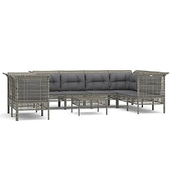 Maison Chic Salon de jardin 9 pcs + coussins - Mobilier/Meubles de jardin - Table et chaises d'extérieur Gris Résine tressée -MN32091