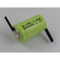 vhbw 1/2AA NI-MH Batterie 600mAh (1.2V) picots à souder en forme de z pour modéle réduit, lampes solaires, téléphone, etc.