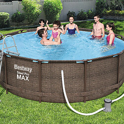 Piscine Hors-Sol Tubulaire Bestway Steel Pro Max Design Rotin 366x100 cm Filtre à Cartouche de 2.006 litres/heure