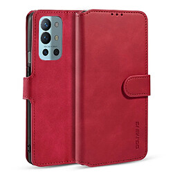 Dg.Ming Etui en PU + TPU style vintage avec support rouge pour votre OnePlus 9R