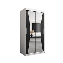 Abiks Meble Armoire MONACO À Portes Coulissantes 200/100/62 2 Portes (Blanc/Noir)