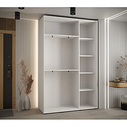 Acheter Abiks Meble Armoire à portes coulissantes Davos 2 H235.2 x L150 x P45 3 portes coulissante (Blanc/Blanc/Argent)