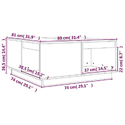 vidaXL Table basse Marron miel 80x81x36,5 cm Bois massif de pin pas cher