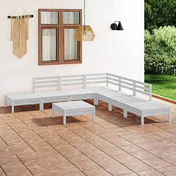 Maison Chic Ensemble de salle à manger de jardin 8 pcs,Table et chaises d'extérieur Bois de pin massif Blanc -GKD781488