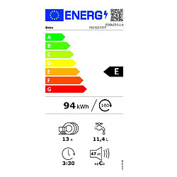 Lave-vaisselle 60cm 13 couverts 47db intégrable avec bandeau - PDSN25311X - BEKO