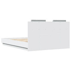 Vidaxl Cadre de lit avec tête de lit et lumières LED blanc 140x190 cm pas cher