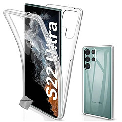 Htdmobiles Coque silicone gel fine 360 integrale (avant et arriere) pour Samsung Galaxy S22 Ultra 5G + film ecran - TRANSPARENT