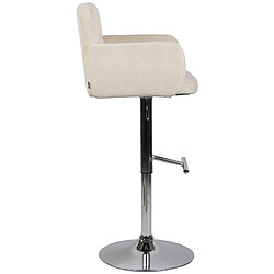 Decoshop26 Tabouret de bar pivotant en velours crème et métal chromé avec accoudoirs repose-pieds et dossier TDB10645