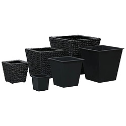 vidaXL Lits surélevés 3 pcs Jacinthe d'eau Noir