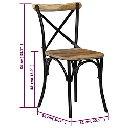 vidaXL Chaises à dossier croisé lot de 4 noir bois de manguier massif pas cher