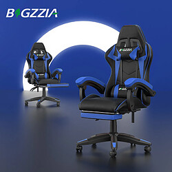 RATTANTREE Chaise de Gaming avec Repose-Pied, siège gaming, fauteuil gaming, Dossier Inclinable à 155, chaise bureau gaming avec appuie-tête, Noir Bleu