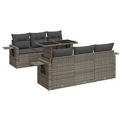 vidaXL Salon de jardin avec coussins 7 pcs gris résine tressée