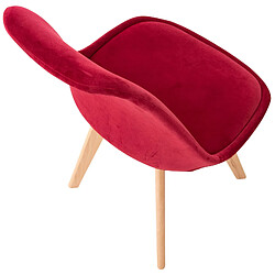 Acheter Decoshop26 Chaise de salle à manger design scandinave en tissu velours rouge pieds bois clair FAL101544