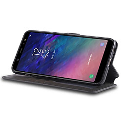 Wewoo Housse Coque Pour Galaxy A6 2018 AZNS Étui en cuir avec rabat magnétique et texture de mollet support et fentes cartes et cadre photo Noir pas cher