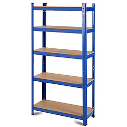 Decoshop26 Etagère établi rangement charge lourde métallique tablettes en bois à 5 niveaux 75 x 30 x 150 cm bleu 20_0000597