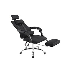 Decoshop26 Fauteuil de bureau ergonomique avec repose-pieds extensible appui-tête noir BUR10088