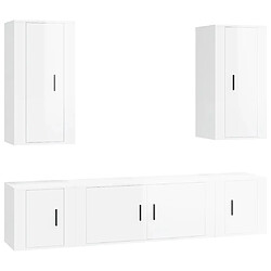 Maison Chic Ensemble de meubles TV 5 pcs pour salon - Blanc brillant Bois d'ingénierie -MN82373