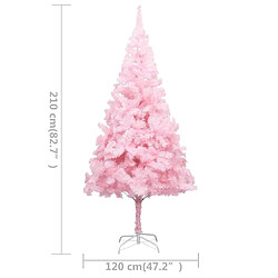 vidaXL Arbre de Noël artificiel pré-éclairé et boules rose 210 cm PVC pas cher