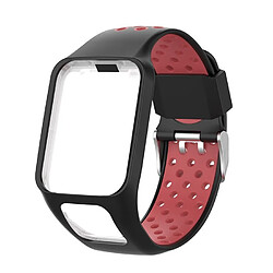 Bracelet de montre en silicone double couleur souple compatible pour TomTom 2 / 3Music(Noir+Rouge)