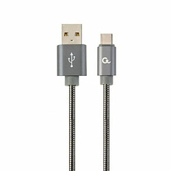 GEMBIRD CC-USB2S-AMCM-2M-BG Gembird USB Cable-C 2.0 (AM/CM) metalowe wtyki, oplot spiralny, 2m,Grey metalik