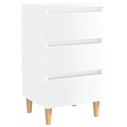 Avis vidaXL Tables de chevet pieds en bois 2 pcs blanc brillant 40x35x69 cm