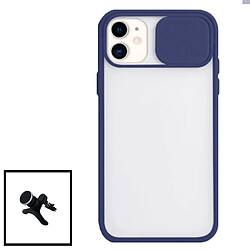 PHONECARE Kit Coque avec fenetre Anti-Choc mat + Support Magnétique de Voiture Renforcé pour iPhone 12 Pro Max - Bleu foncé