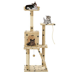 vidaXL Arbre à chat avec griffoirs en sisal 120 cm Beige Motif pattes