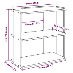 vidaXL Bibliothèque 3 niveaux chêne fumé 60x30x60 cm bois d'ingénierie pas cher